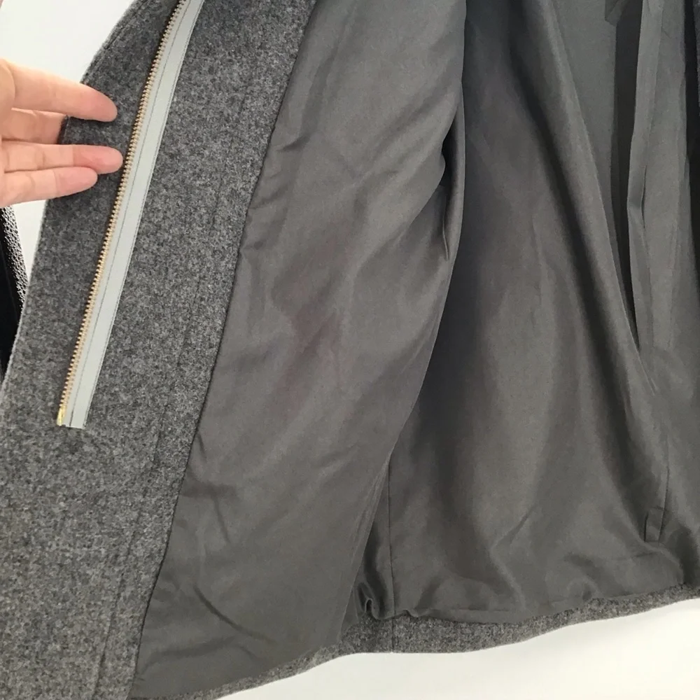 J Crew Mercantile Wool Blend Cit Coat Mid-Length Zip-Up Coat Heather Gray Size 2